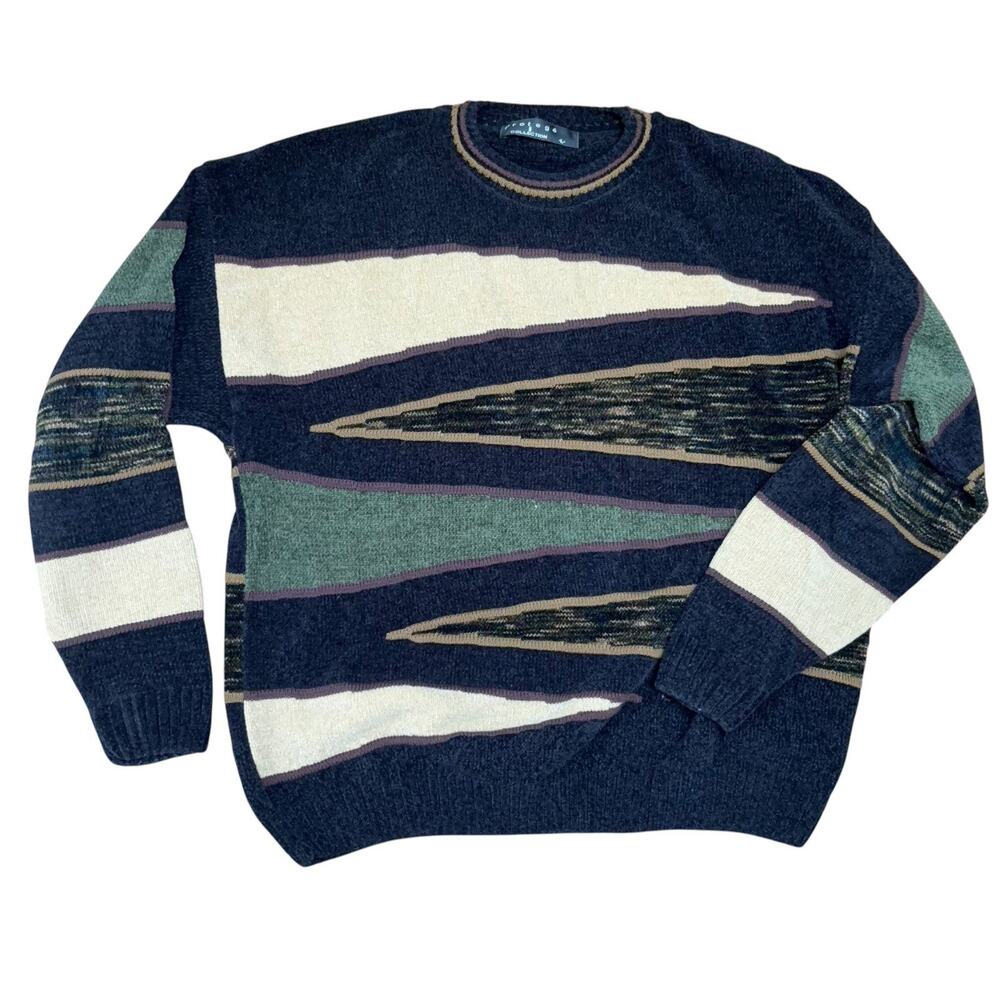 Vtg Coogie Style Protege Sweater Mens Large 90s 3D Textured Knit Bill Cosby